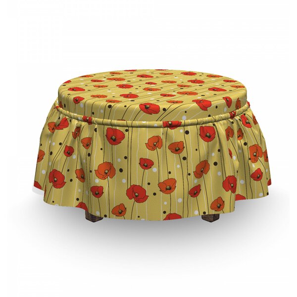 Poppy Lines 2 Piece Box Cushion Ottoman Slipcover Set By East Urban Home