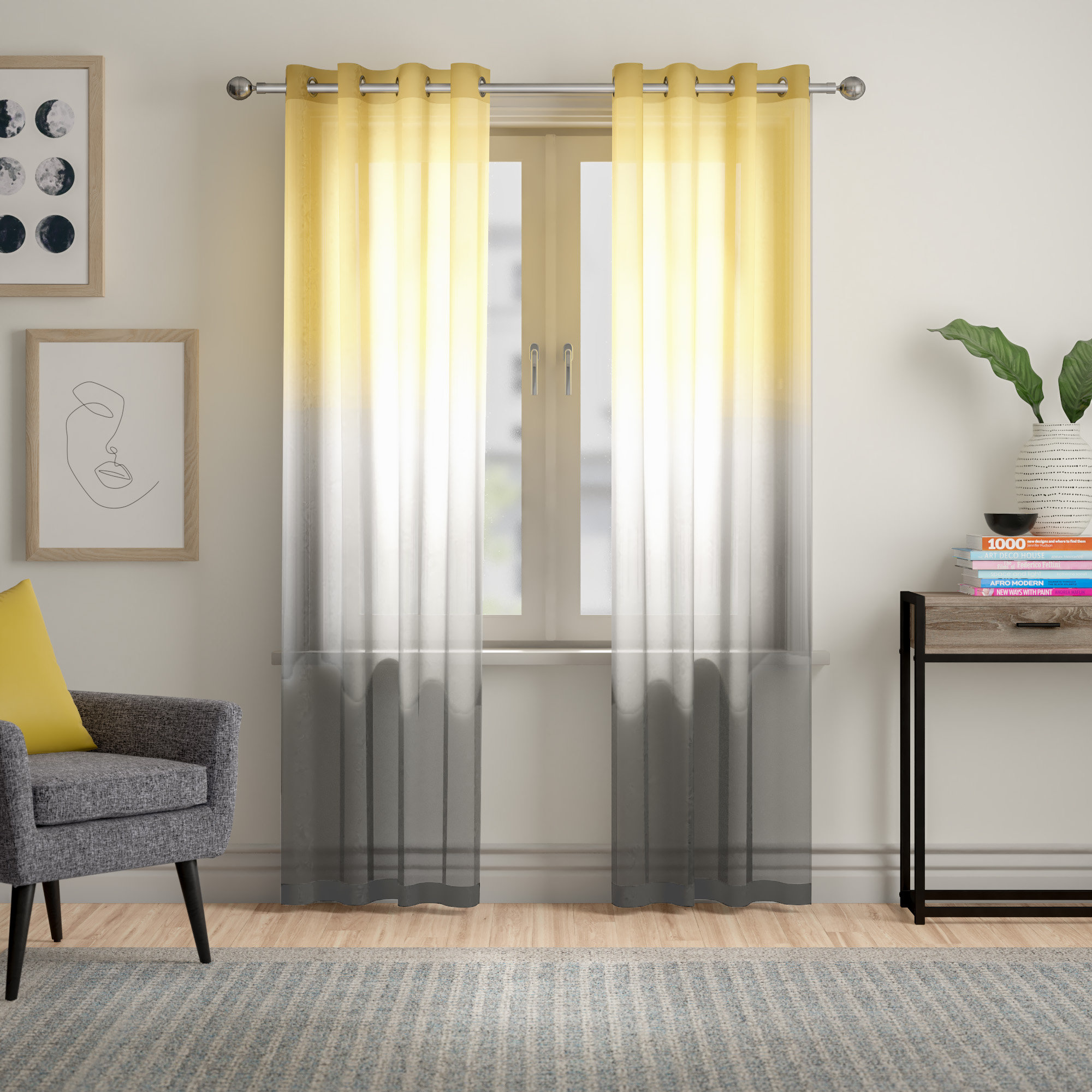 Zipcode Design Petersen Ombre Semi Sheer Grommet Single Curtain