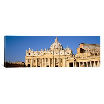 Panoramic Facade of a basilica, St. Peter's Basilica, St. Peter's Square, Vatican City, Rome, Lazio, Italy - Wrapped Photographic Print on Canvas Eber