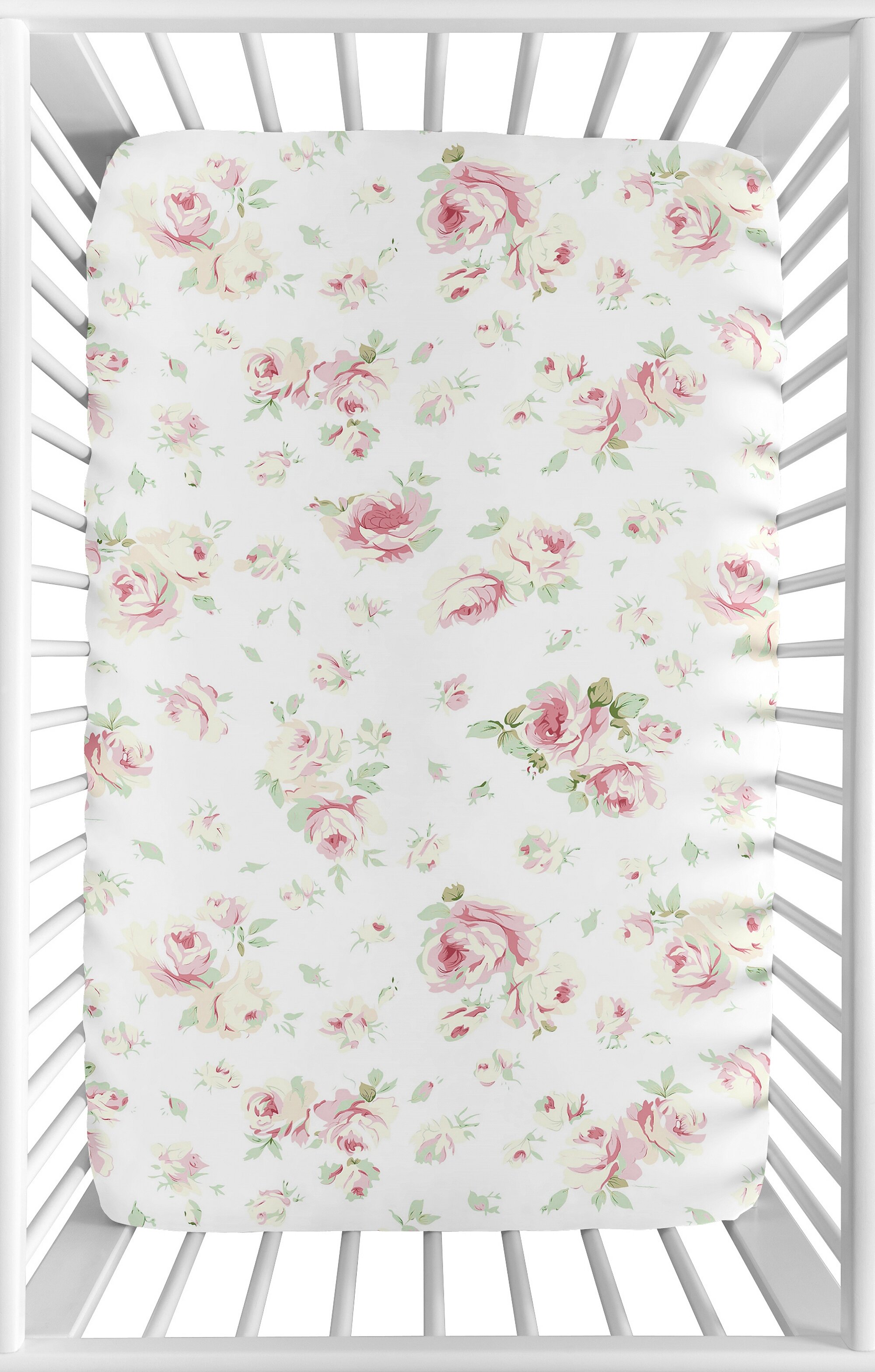 Sweet Jojo Designs Riley S Roses Floral Print Fitted Mini Crib