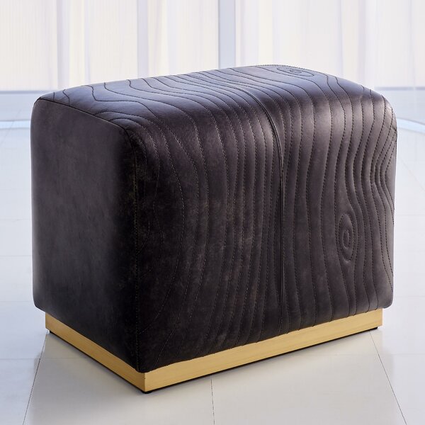 Forest Leather Ottoman By Global Views