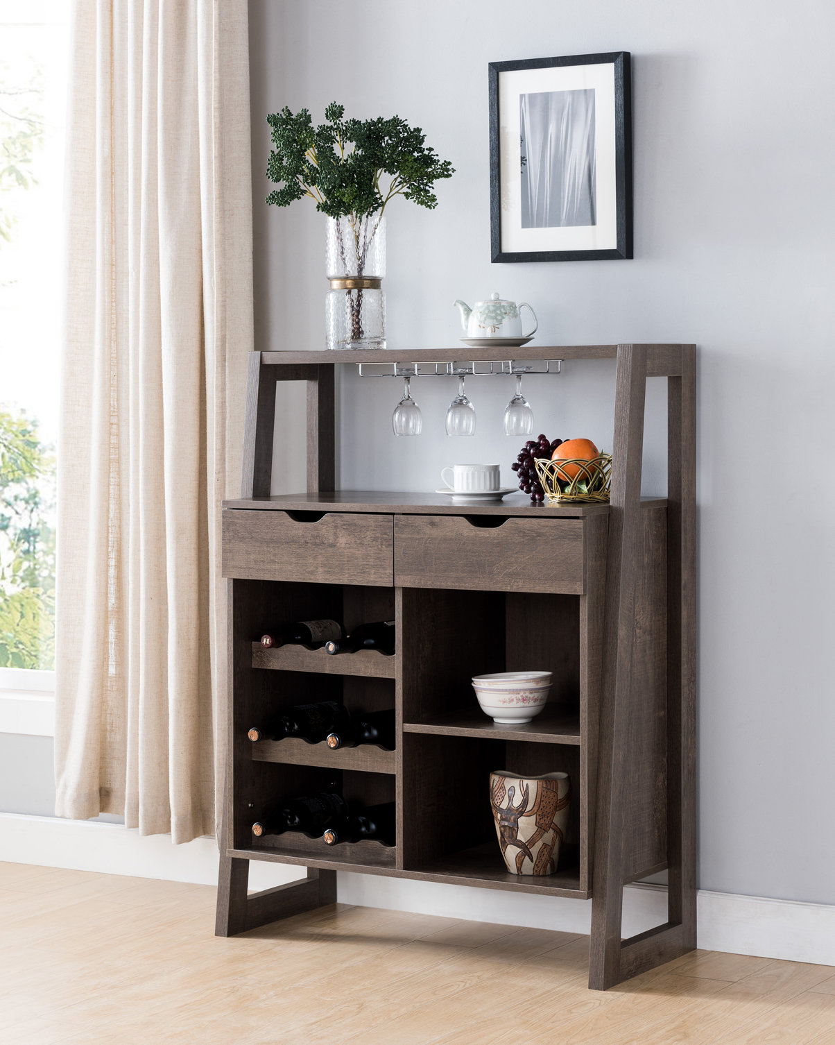 wine storage sideboard on Latitude Run Azavier Bar With Wine Storage Wayfair