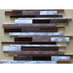 Urban Random Sized Aluminum and Glass Metal Look Tile in Glossy Gray/Brown