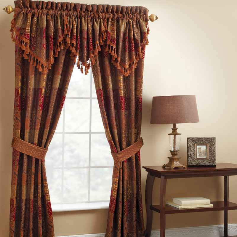 Croscill Galleria Pole Top Drapery Damask Rod Pocket Curtain