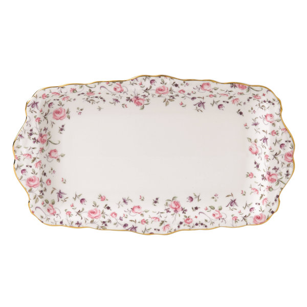 Rose Confetti Vintage Formal Rectangular Serving Tray by Royal Albert