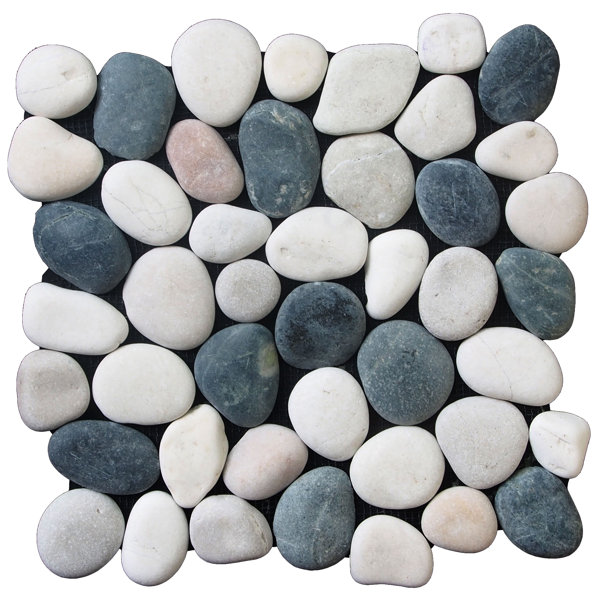 Classic Random Sized Natural Stone Pebble Tile in Black/White by Pebble Tile