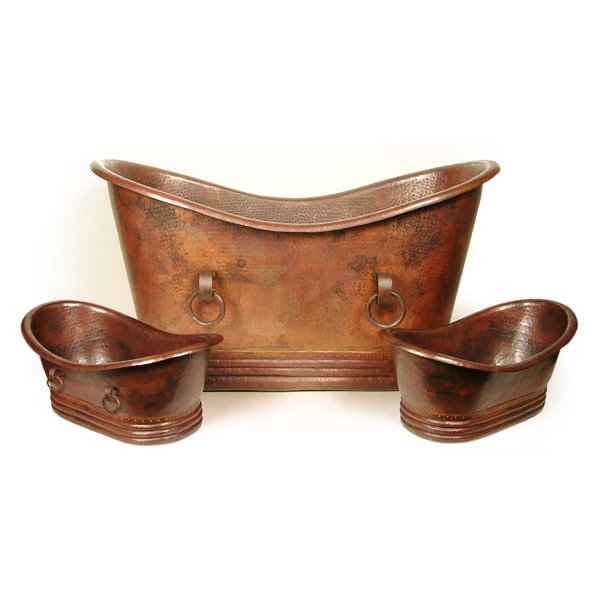 Isabella Copper 71 x 37 Large Slipper Tub with Rings by D'Vontz