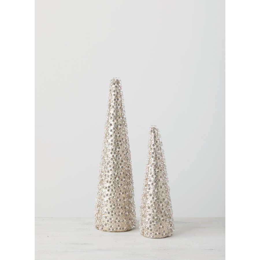 2 Piece Crystal Cone Topiaries Set