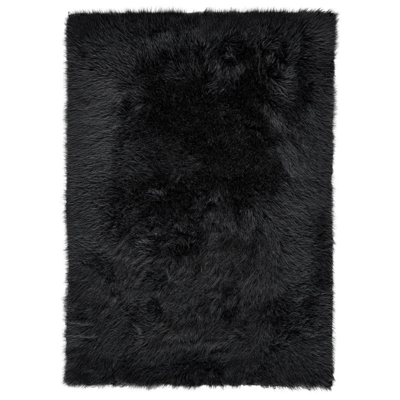 House Of Hampton Linden Faux Fur Black Area Rug Reviews Wayfair Linden Faux Fur Black Area Rug