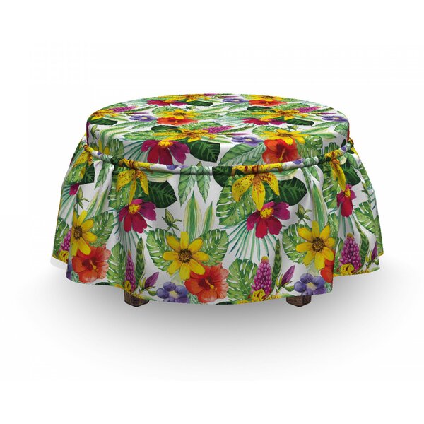Lily Hibiscus Monstera Ottoman Slipcover (Set Of 2) By East Urban Home