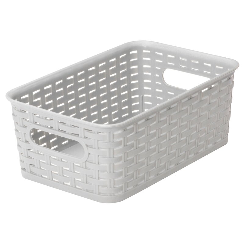 gray storage baskets