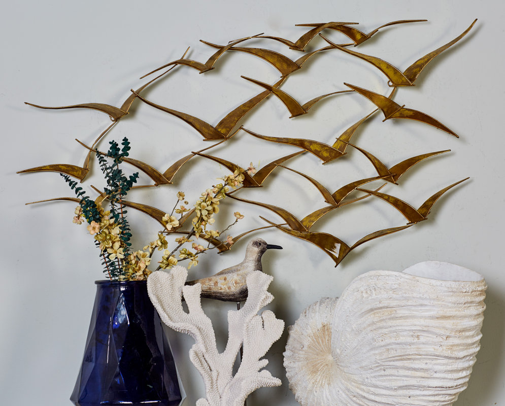 Beachcrest Home Beautiful Patterned Metal Flocking Birds Wall Decor
