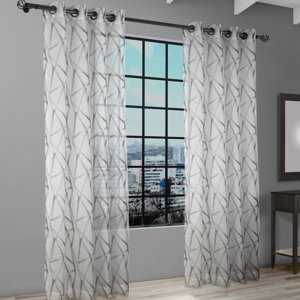 Abbeville Printed Geometric Sheer Grommet Panel Pair (Set of 2)