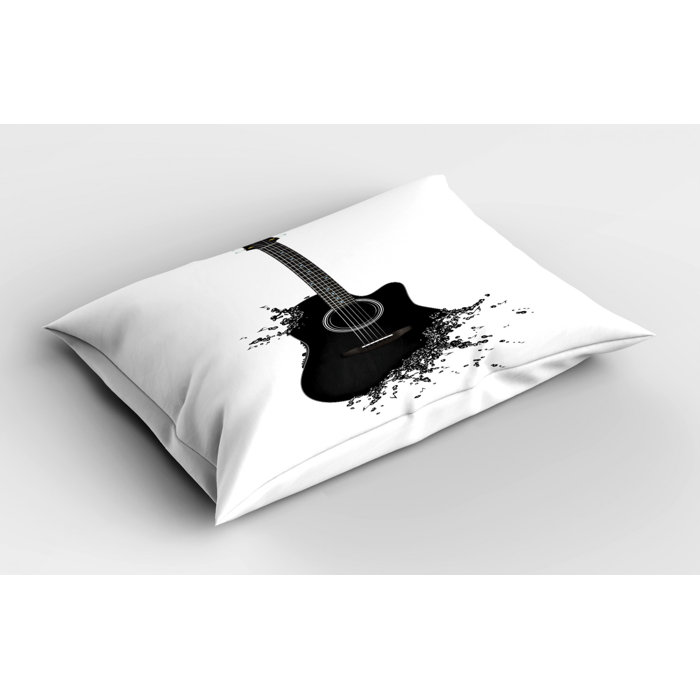East Urban Home Ambesonne Guitar Pillow Sham Monochrome Musical