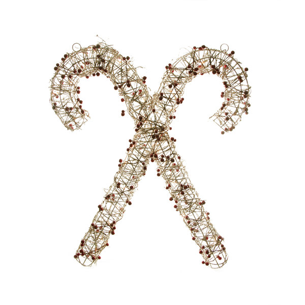 Glittered Rattan Double Candy Cane Window Decoration by Northlight Seasonal