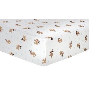 Reindeer Deluxe Flannel Fitted Crib Sheet