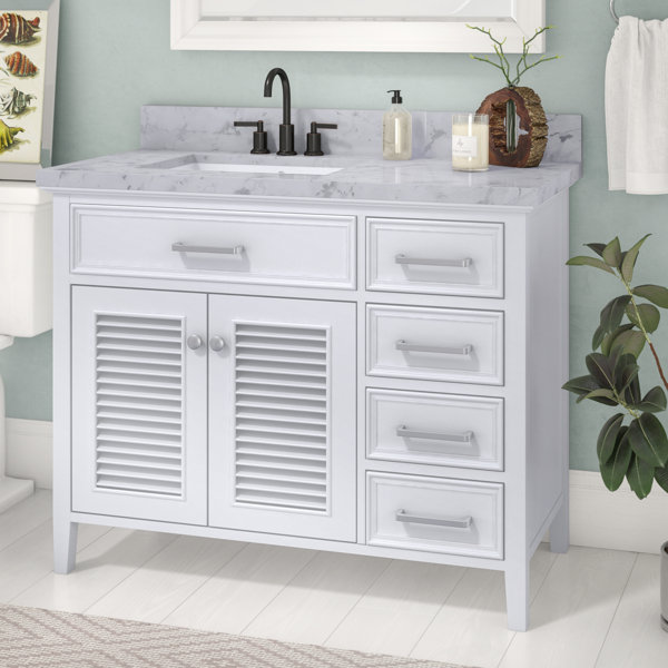 Hamil Left Offset 43 Single Bathroom Vanity Set with Mirror by Highland Dunes