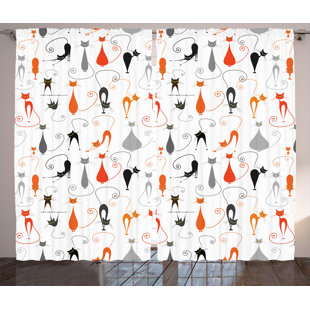 madilyn cat colorful cats in different poses pussycat domestic friends companions modern illustration graphic print text semi sheer rod pocket curtain - Cat Curtains madilyn cat colorful cats in different poses pussycat domestic friends companions modern illustration graphic print text semi sheer rod pocket curtain - Cat Curtains