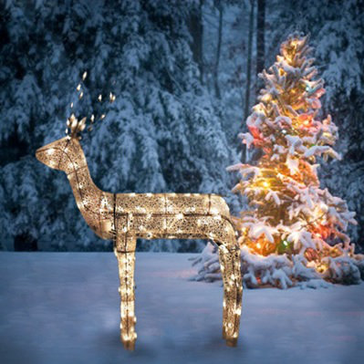 Northlight 3 D Glitter Animated Standing Buck Reindeer Lighted