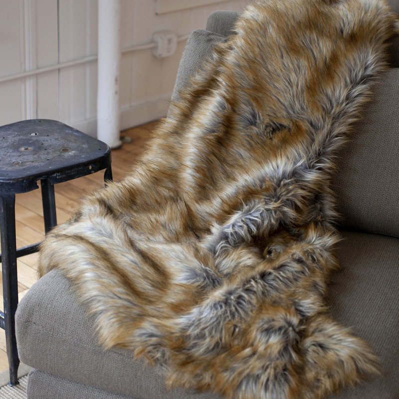 WovenWorkz Wolf Faux Fur Throw Blanket & Reviews Wayfair