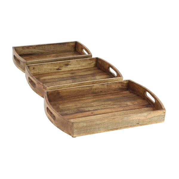Millwood Pines Wood 3 Piece Coffee Table Tray Set & Reviews | Wayfair