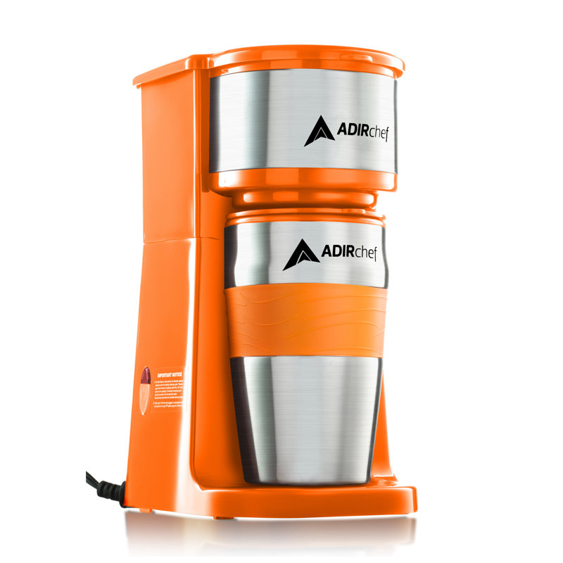 ADI800-01-ORG AdirChef Grab and Go Personal Coffee Maker with 15 oz. Travel Mug