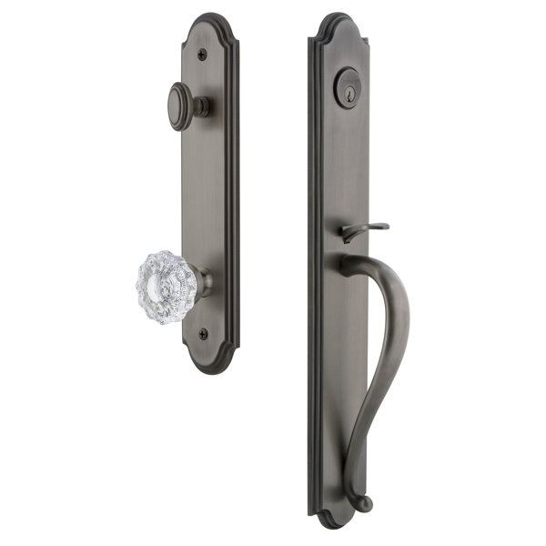 Arc S Grip Single Cylinder Handleset with Versailles Interior Knob by Grandeur