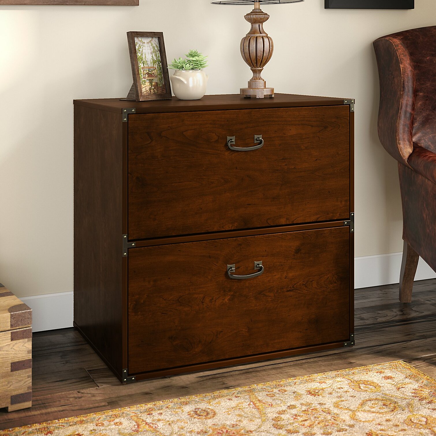 Kathy Ireland Home By Bush Furniture Ironworks Lateral File Cabinet In Coastal Cherry