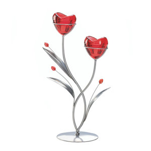 Two Hearts in Bloom Iron, Glass and Plastic Candelabra