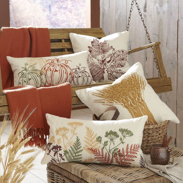 Wheat Bundle Embroidered Pillow Cover by Birch Lane™