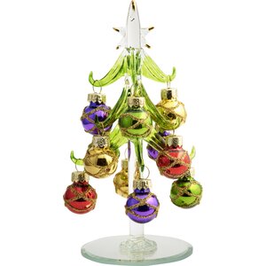 Glass Christmas Tree with 12 Ornaments