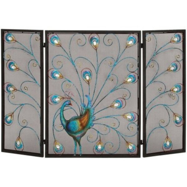 Peacock 3 Panel Metal Fireplace Screen By Cole & Grey
