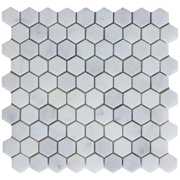 1.25 x 1.25 Mosaic Tile in Bianco Venantino by Ephesus Stones