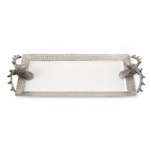 Silver and Enamel with Deer Head Handles Platter