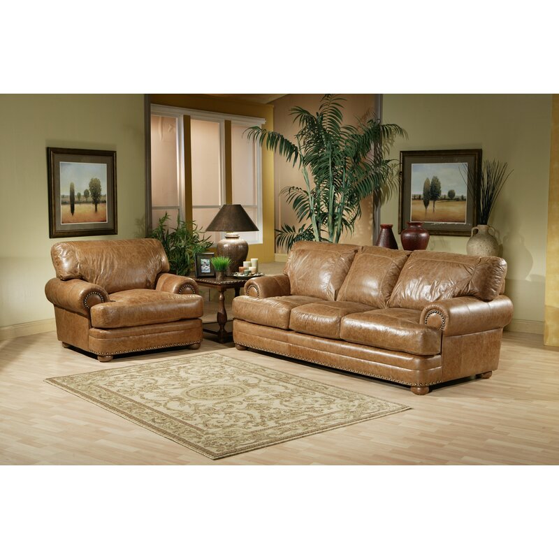 Omnia Leather Houston Sleeper Leather Configurable Living Room Set