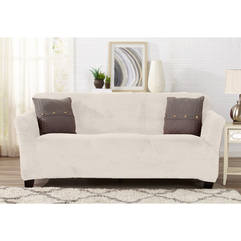 Symple Stuff Velvet Plush Form Fit T Cushion Sofa Slipcover Velvet Plush Form Fit T Cushion Sofa Slipcover