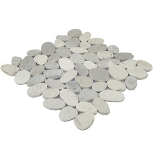 Sliced 12 x 12 Pebble Tile in Gray