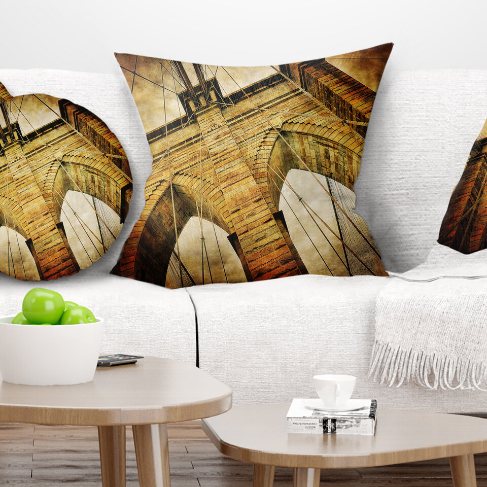 East Urban Home Vintage Brooklyn Bridge Pillow Wayfair