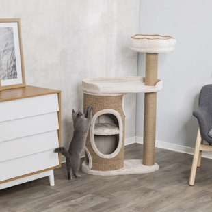 Fatcat 4 Bobcat Finished In Bleached Coir With Coloured Twist Pile Internals Cat Climber Cat Furniture Luxury Cat Furniture
