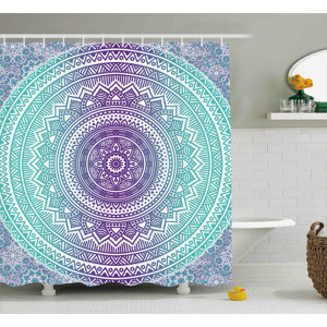 Parker Blue and Purple Mandala Ombre Eastern Mystic Abstract Old Fashion Bohemian Native Cosmos Art Shower Curtain