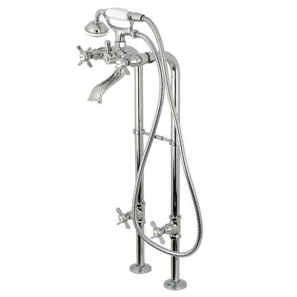 Double Handle Floor Mounted Freestanding Tub Filler with Supply Line by Kingston Brass