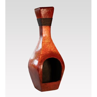 World Menagerie Valpy Decorative Bottle Clay Wood Burning Chiminea  Finish: Red