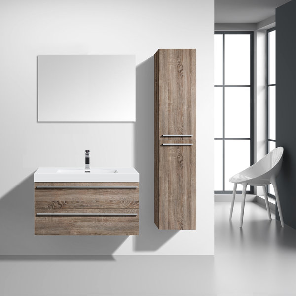 Bolivia 36 Wall-Mounted Single Bathroom Vanity with Mirror by Foundry Select