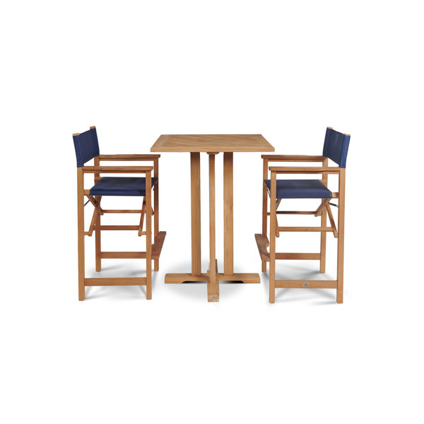 Criner 3 Piece Teak Bar Height Dining Set by Rosecliff Heights