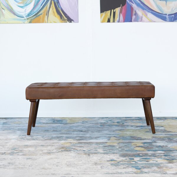North Reading Genuine Leather Bench By George Oliver