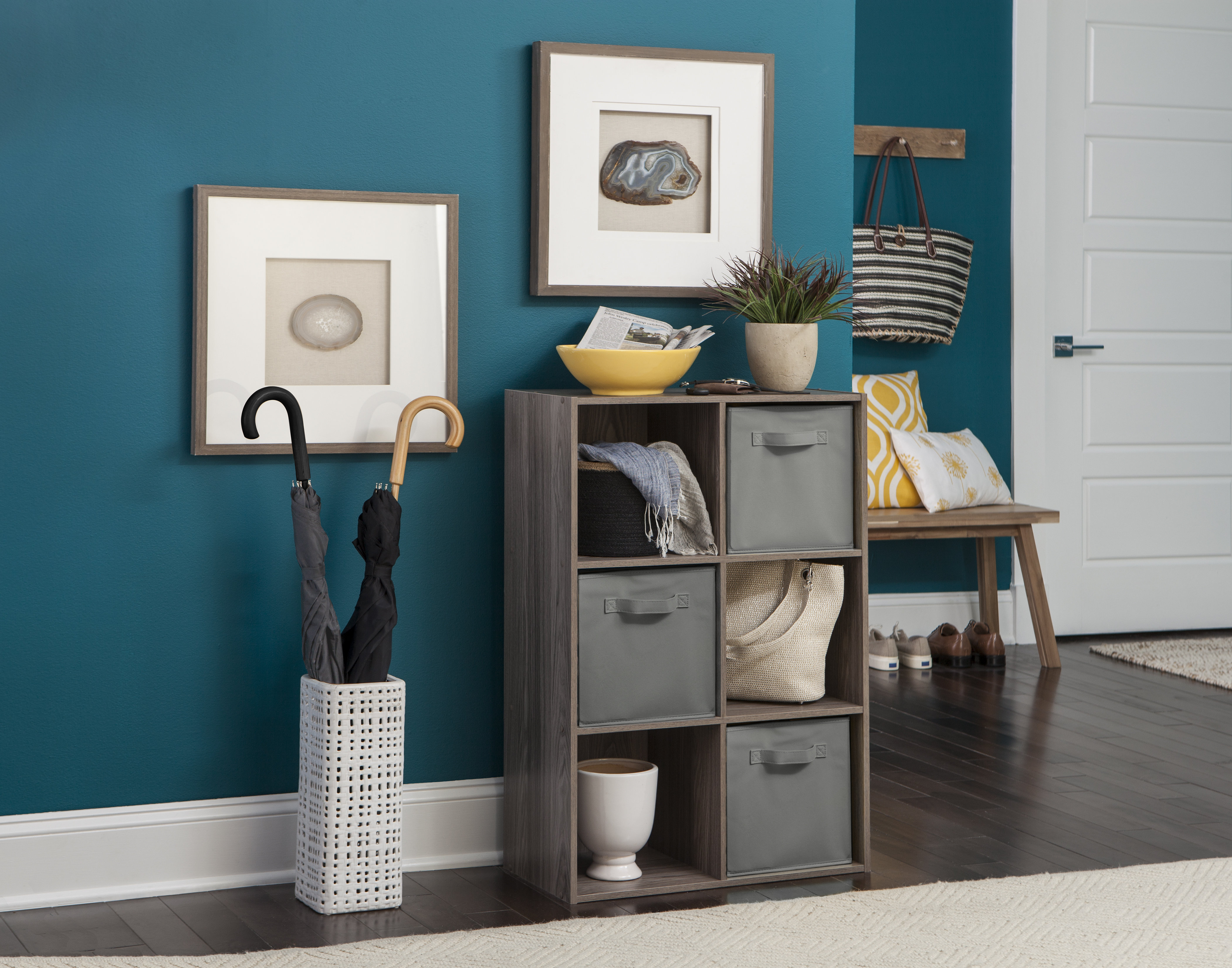 Closetmaid Cubeicals 6 Cube Bookcase With 3 Fabric Bins Wayfair