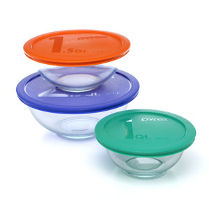 Smart Essentials 6 Piece Mixing Bowl with Colored Lid Set