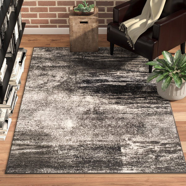 Costa Mesa Black, Silver/White Area Rug by Trent A