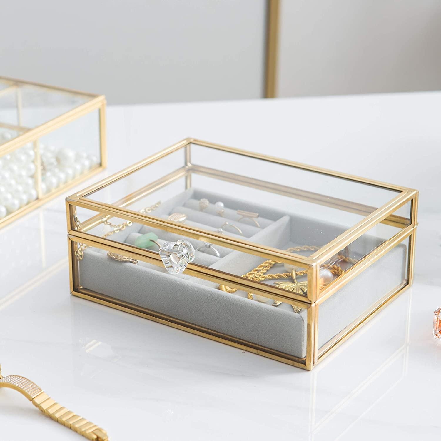 Velvet Jewelry Tray Showcase Display Organizer for Necklaces Bracelet Boxes