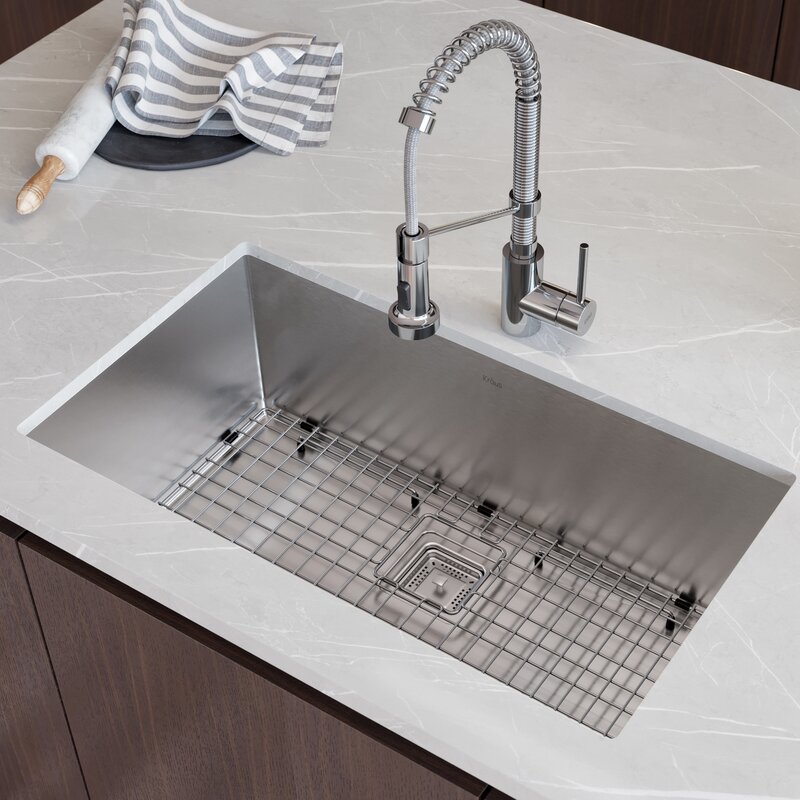 Kraus Pax 32 L X 19 W Undermount Kitchen Sink With Faucet And